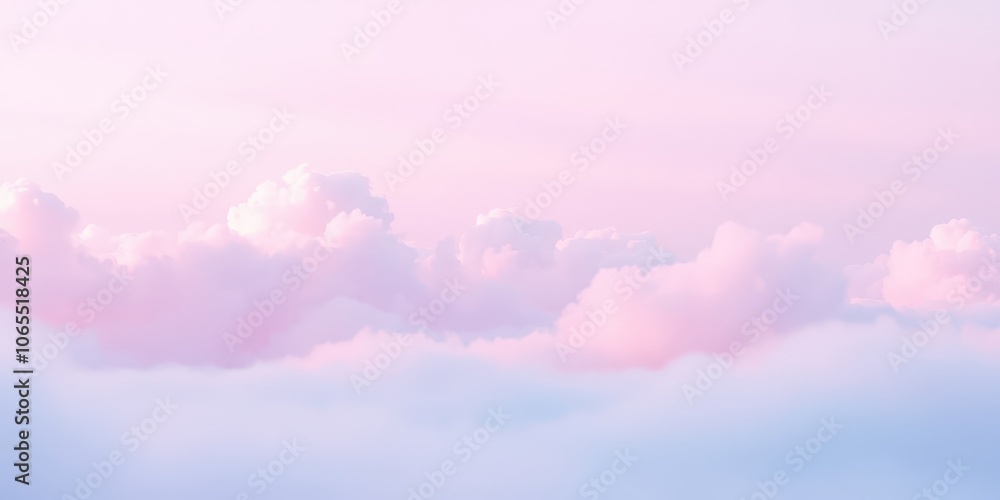 Obraz premium Soft Pastel Clouds Against a Dreamy Sky, A Serene and Tranquil Scene of Nature's Beauty