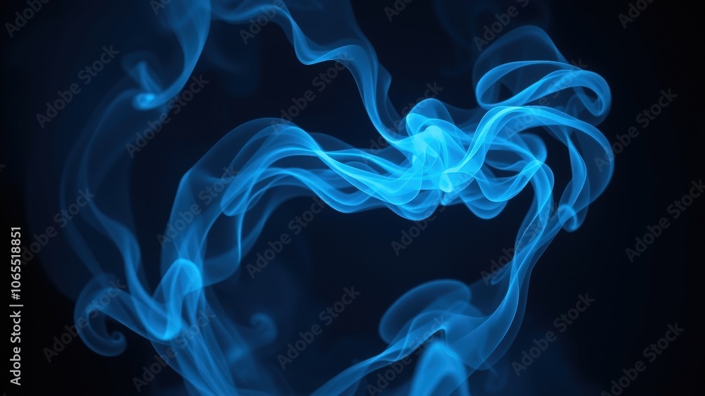 Fototapeta premium Abstract Blue Smoke Swirls Against A Dark Background
