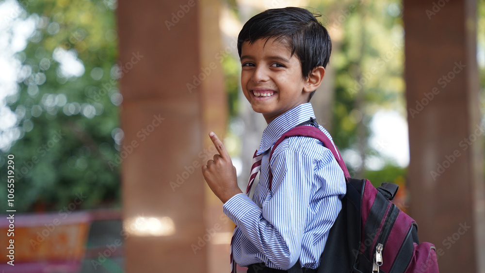 Cheerful Happy smiling village school kids in uniform standing. Concept of friendship, education and togetherness Cheerful Happy smiling village school kids in uniform standing. Concept of friendship, education and togetherness