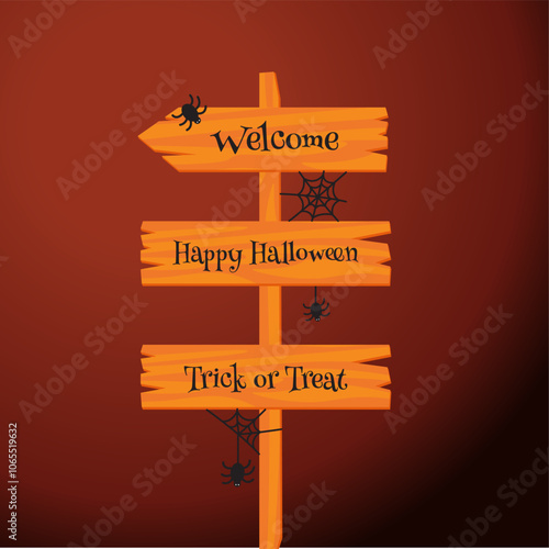 Halloween road sign, Signboard, wood sign, Spider web, spider