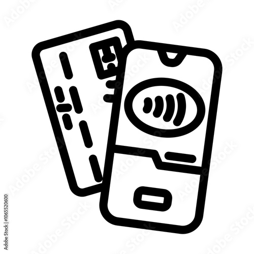 phone tapping card line icon vector. phone tapping card sign. isolated contour symbol black illustration