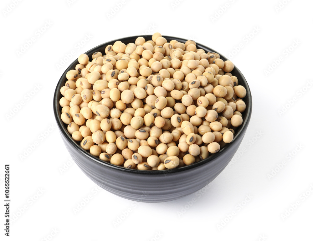 Soy beans in bowl isolated on white Soy beans in bowl isolated on white