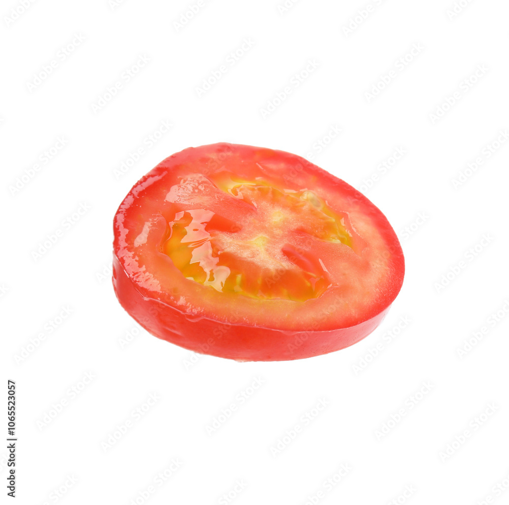 Slice of ripe tomato isolated on white Slice of ripe tomato isolated on white