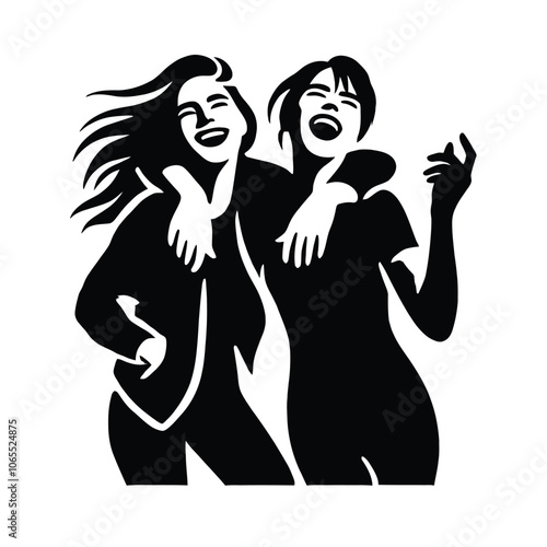 Best Friends Silhouette Laughing