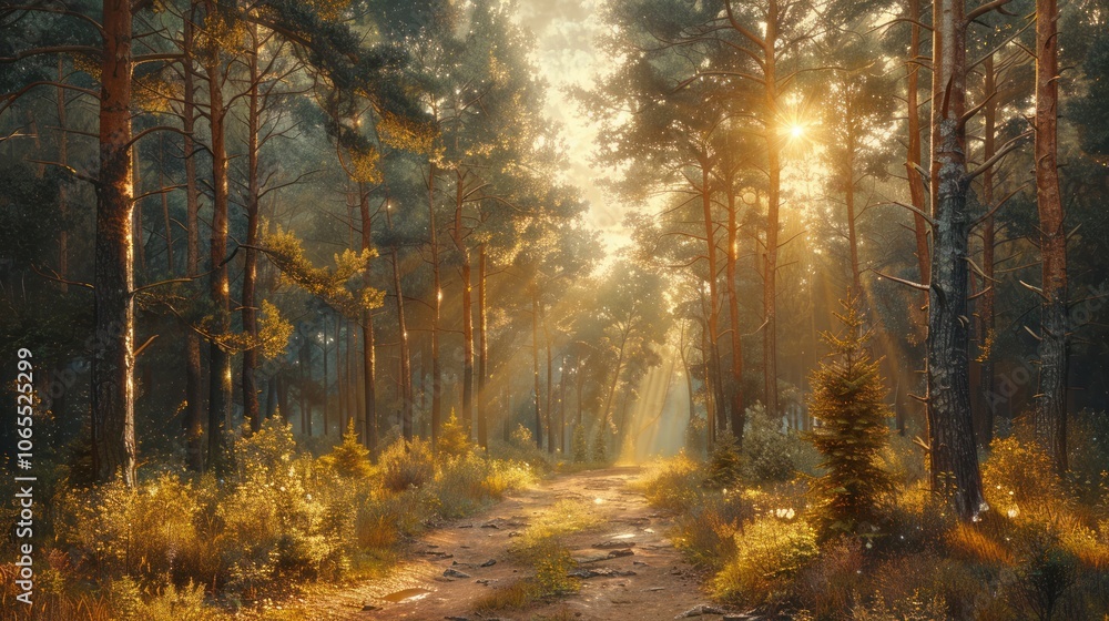 Obraz premium The forest has morning sunshine