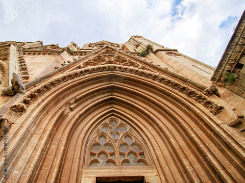 Facade detail of st Nicholas cathedral, Lala Mustafa Pasha mosque Famagusta (Magosa) Cyprus  photo