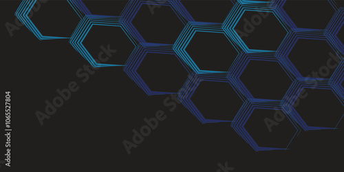 Honeycomb pattern. blue brush stroke pattern in the shape of a honeycomb. black background. Vector illustration