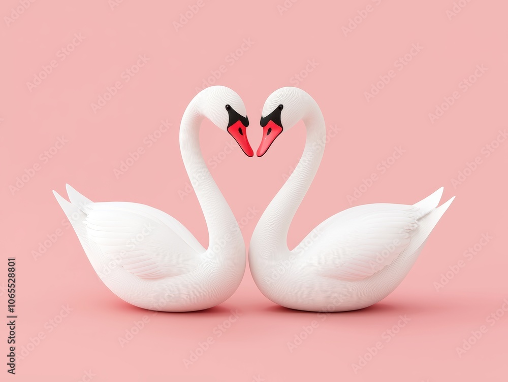 Fototapeta premium Elegant Swans in Love Against a Soft Background