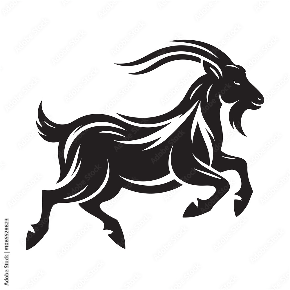 Fototapeta premium A goat silhouette on white background Free Vector