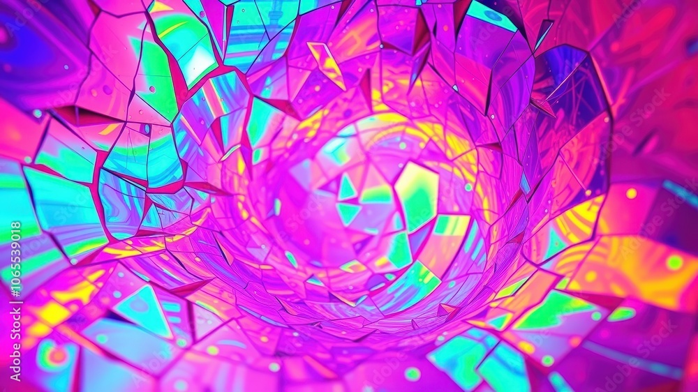 Abstract iridescent pattern of shattered glass, vibrant colors and geometric shapes, creating a kaleidoscopic effect. Abstract iridescent pattern of shattered glass, vibrant colors and geometric shapes, creating a kaleidoscopic effect.