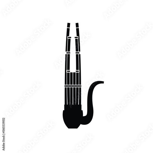 Traditional Chinese musical instrument logo illustration, sheng silhouette suitable for music stores and communities