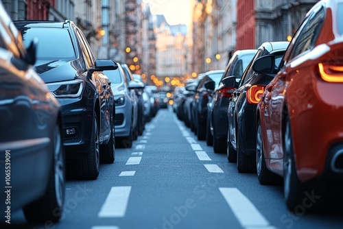 Wallpaper Mural Cars stuck in heavy traffic jam in modern city street Torontodigital.ca