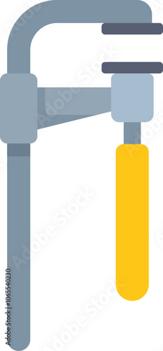 This illustration features a c clamp, a common tool used for holding objects firmly in place