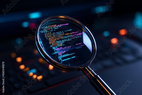 Outline of a magnifying glass over a piece of code, symbolizing the hunt for zero-day vulnerabilities