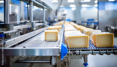 Cheese production line in processing facility