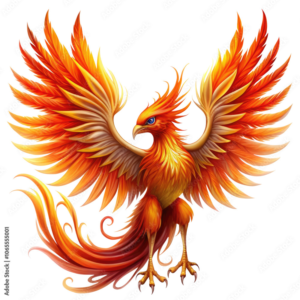 Obraz premium Majestic Phoenix Bird Isolated on Transparent Background