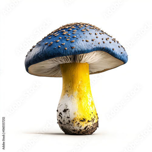 Blue-capped Mushroom with Yellow Stem photo