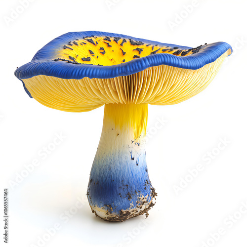 Blue-capped Mushroom with Yellow Stem photo