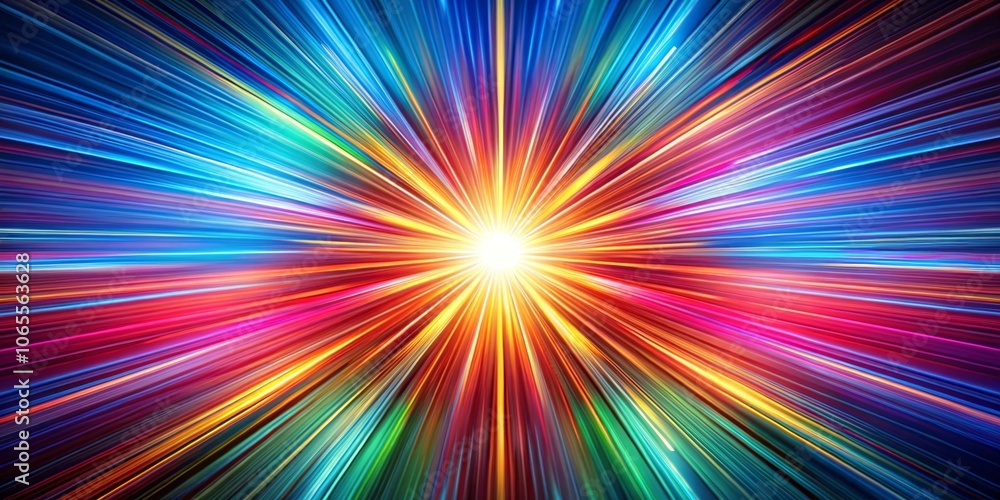 Obraz premium Cosmic Burst A Radial Composition of Vivid Hues and Radiant Light Streaks