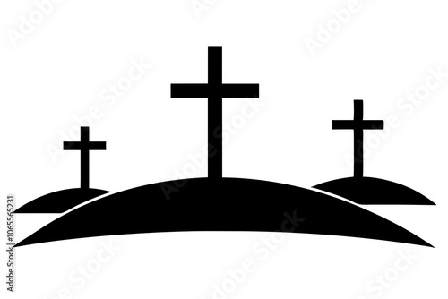 Three Crosses on a Hill | isolated vector illustration on white background