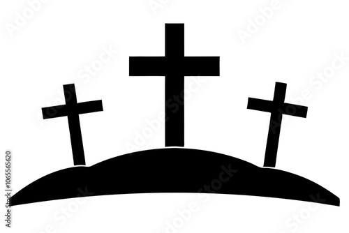 Three Crosses on a Hill | isolated vector illustration on white background