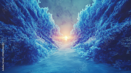 Wallpaper Mural Digital Data Tunnel with Light at the End Torontodigital.ca