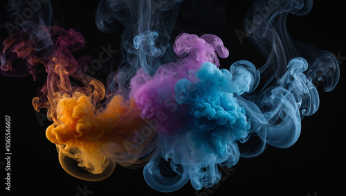 colored smoke on a black background