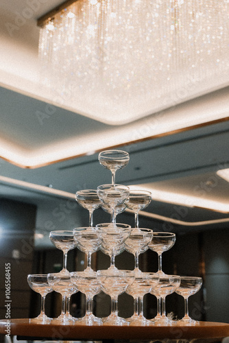 Champagne Tower for the bride and groom on their wedding day