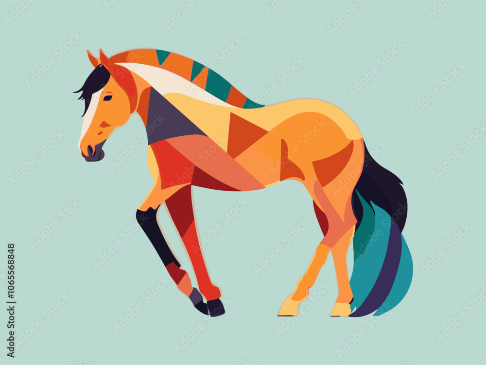 Obraz premium Geometric polygonal horse, graphic design from shapes, vector illustration