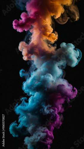 colored smoke on a black background