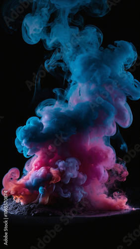 colored smoke on a black background