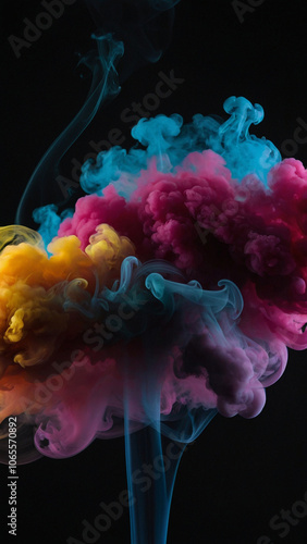 colored smoke on a black background