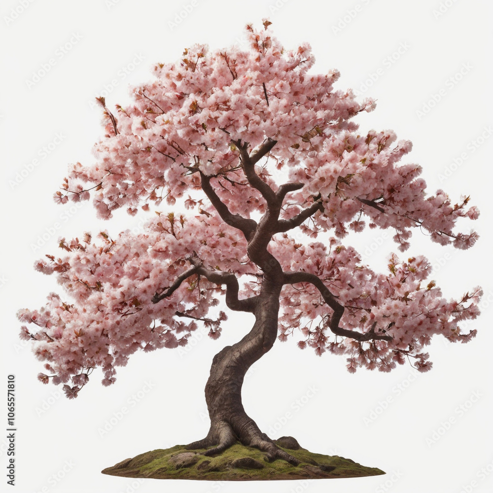 Fototapeta premium Tree blossoming sakura isolated on white background