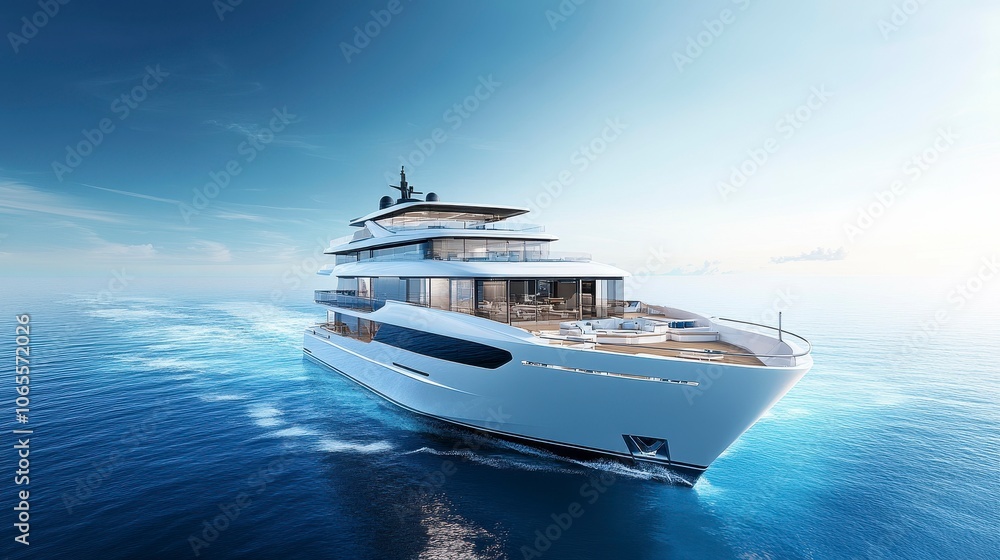A luxurious yacht sailing on calm waters under a clear sky. A luxurious yacht sailing on calm waters under a clear sky.