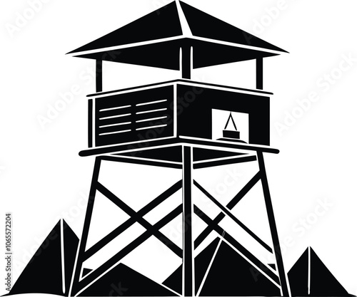 camping tower, lifeguard tower  silhouette vector illustration