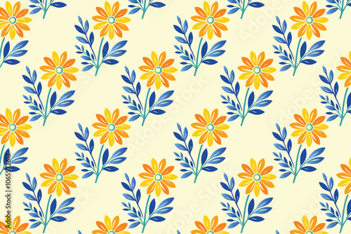 Wallpaper Mural vibrant seamless floral pattern showcasing a variety of abstract botanical flowers in rich colors with lush green leaves, perfect for fashion textiles, digital printing, and contemporary design applic Torontodigital.ca