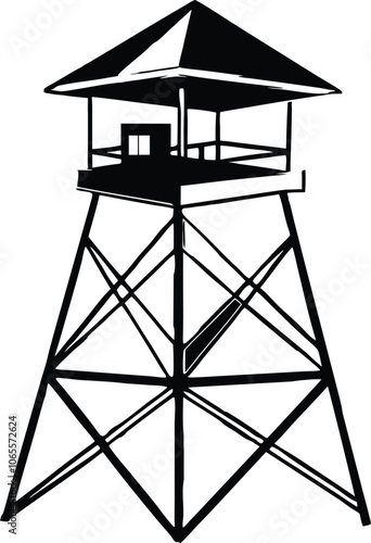 camping tower, lifeguard tower  silhouette vector illustration