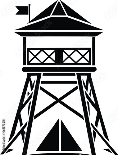 camping tower, lifeguard tower  silhouette vector illustration