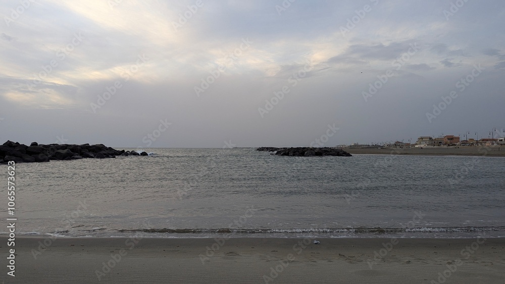 Fototapeta premium photos of the beach of the city of Fiumicino in Italy