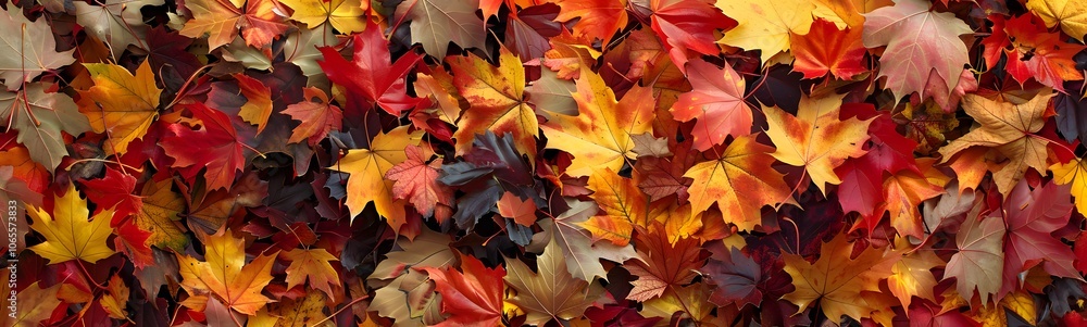 Fototapeta premium Autumn fall background leaf maple red pattern texture orange brown tree nature ground foliage november october dry yellow color.