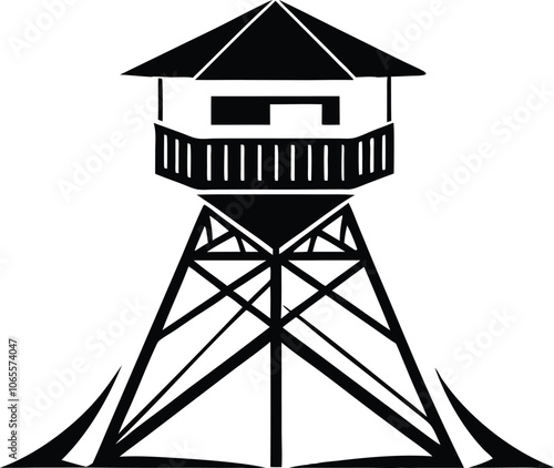 camping tower, lifeguard tower  silhouette vector illustration