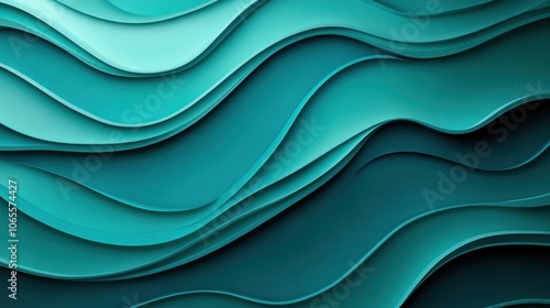 Abstract wave patterns of concentric circles, using oceanic colors: teal, turquoise, and deep navy, with fluid motion. 