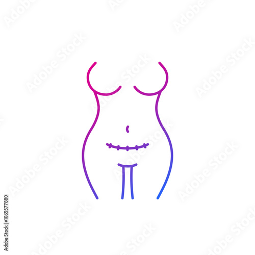 cesarean section line icon on white