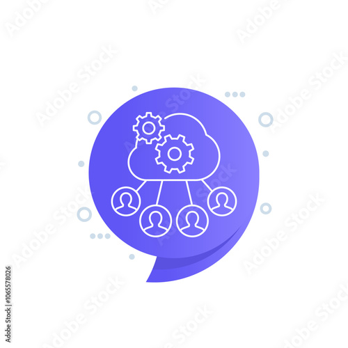 process user data line vector icon with a cloud