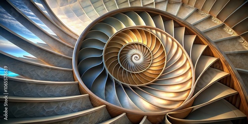 Golden Spiral Staircase A Descent into Geometric Harmony