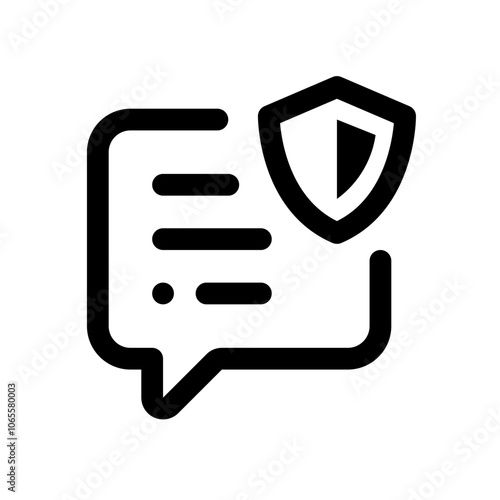 Secure Chat Line Icon. Single icon, line vector icon