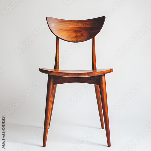 Mid-Century Modern Wooden Dining Chair with Curved Back photo