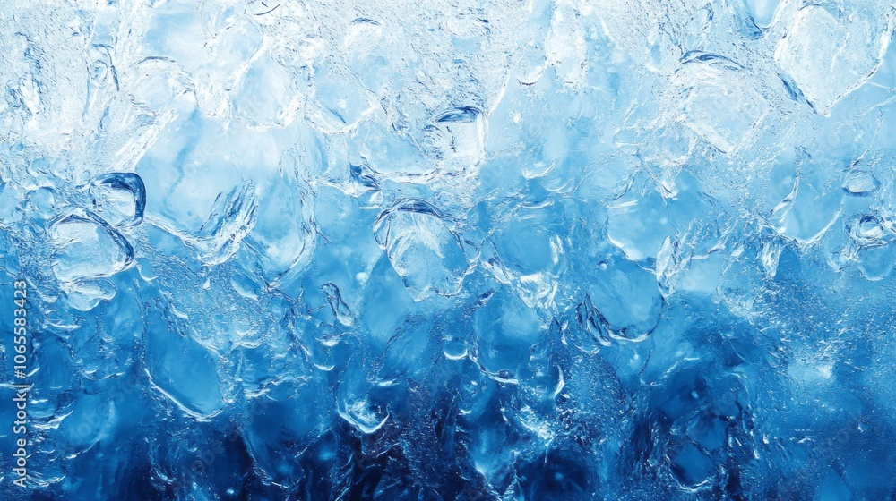 Obraz premium blue and shiny ice on frozen window 