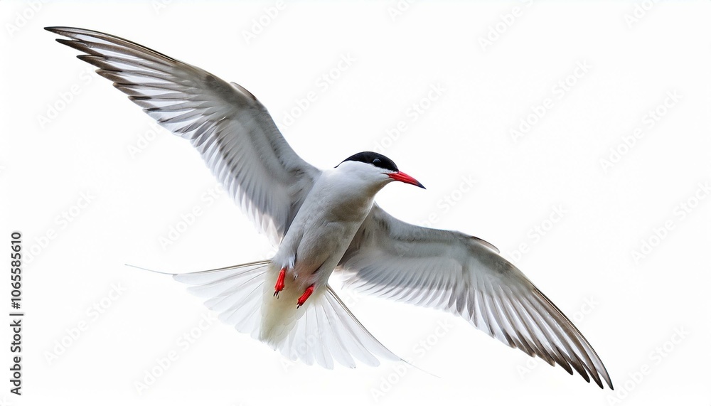 Obraz premium Arctic tern bird fly full body isolate on White background PNG