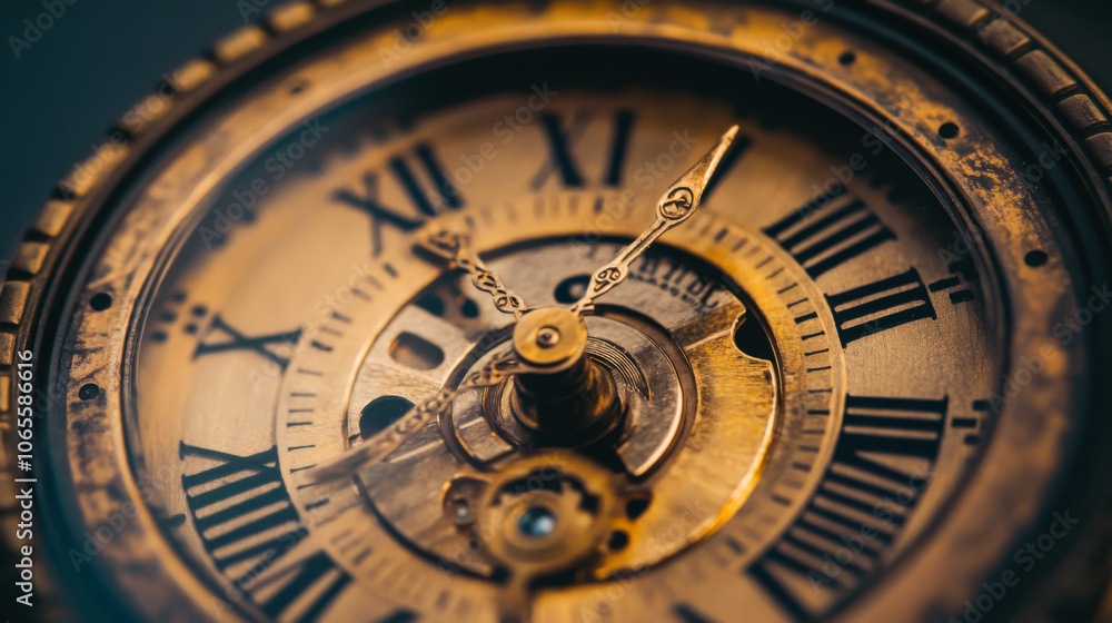 Obraz premium Intricate details of a mechanical clockwork mechanism captured in close-up view showcasing craftsmanship and precision engineering